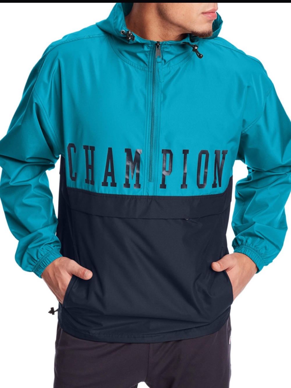 Men’s Champion Blue Stadium Packable Jacket Windbreaker Small